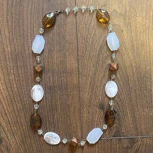 Brown and white stone necklace